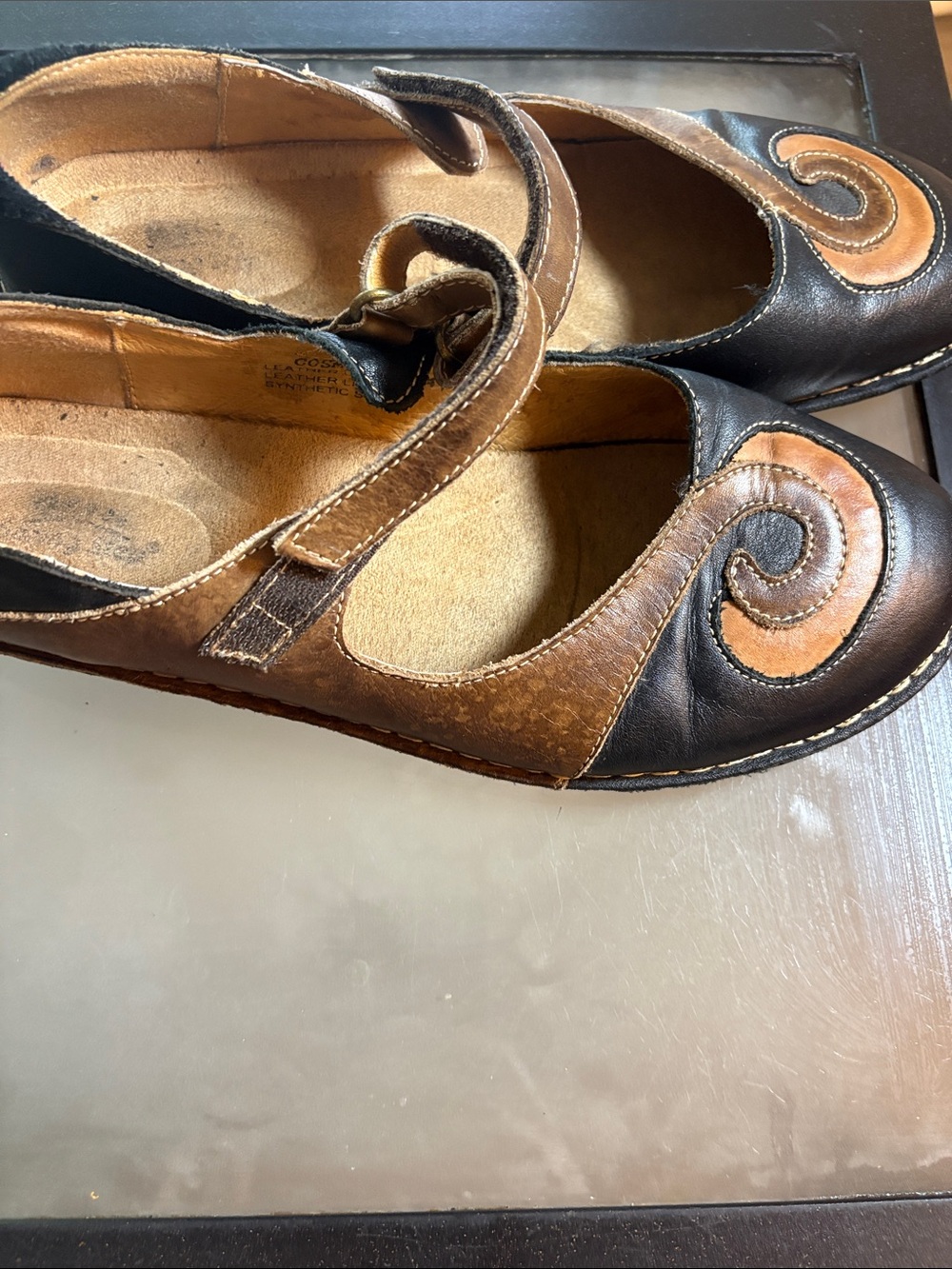 Spring step Cosmic Women’s Black and Brown Leather Mary Jane Flats - Picture 8 of 8